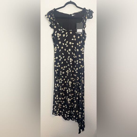 The Kooples black, white and yellow Daisies Satin slip dress y2K inspired - Picture 4 of 11